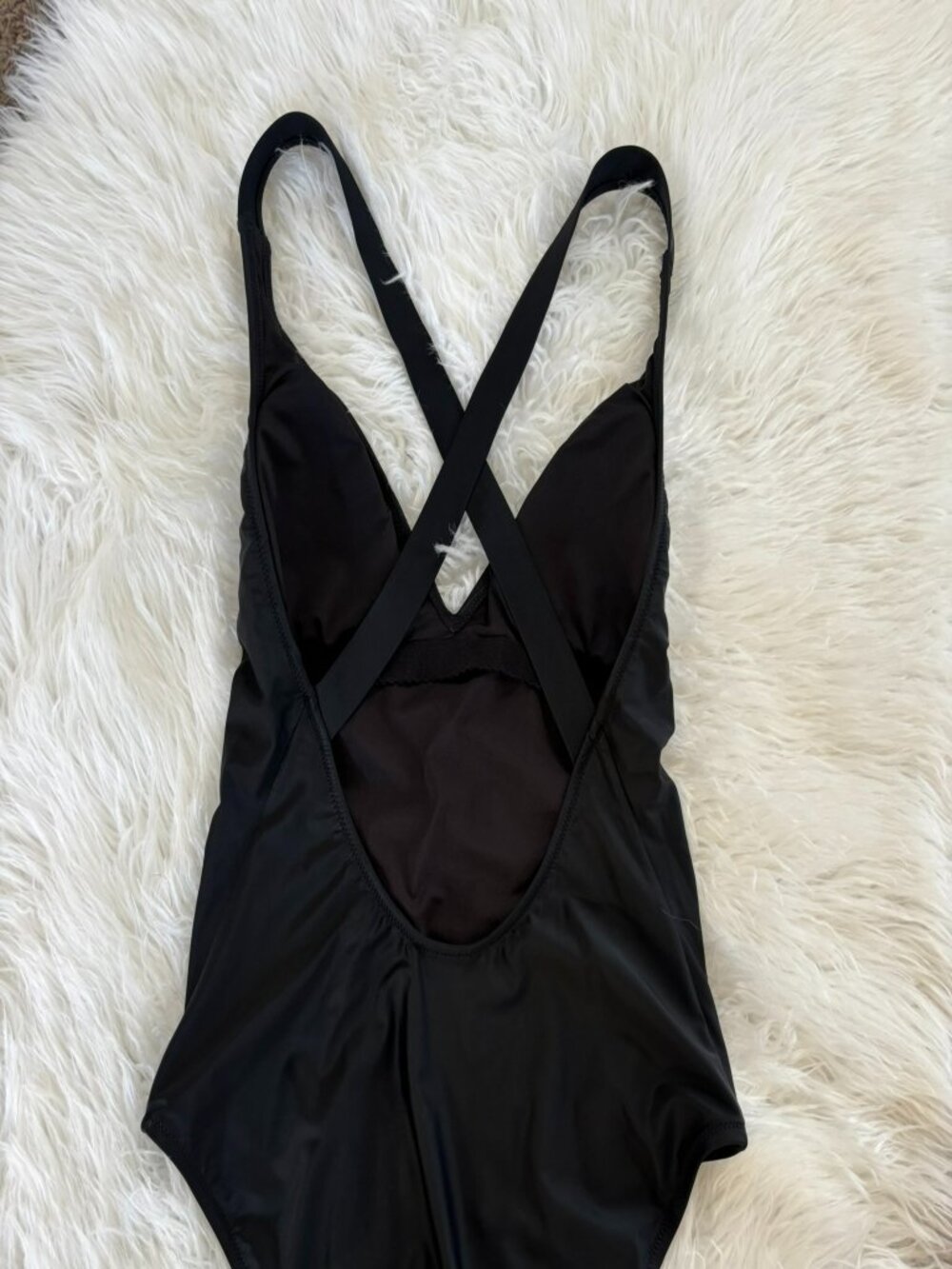 NWT J. Crew Black Plunge V-Neck Cross Back One Piece Swimsuit 8 - Picture 6 of 13